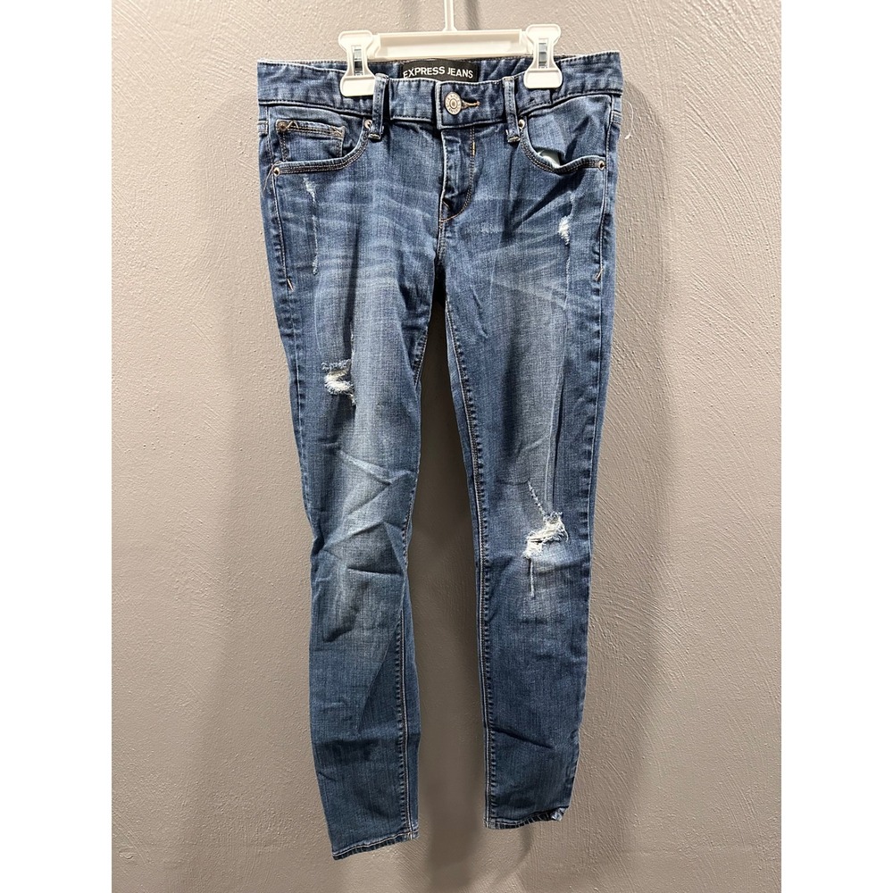 Express Jeans Womens 2 Performance Stretch Legging Low Rise Distressed Skinny